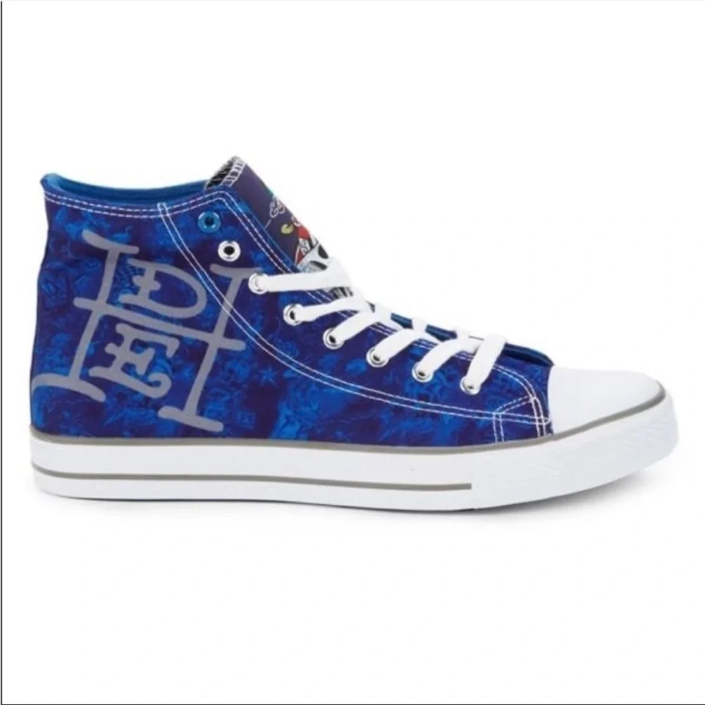 SALE!!! Final!!! Ed Hardy high top sneaker blue skull print size 11 - Picture 2 of 11